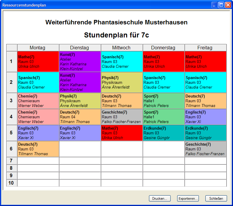 Image timetable