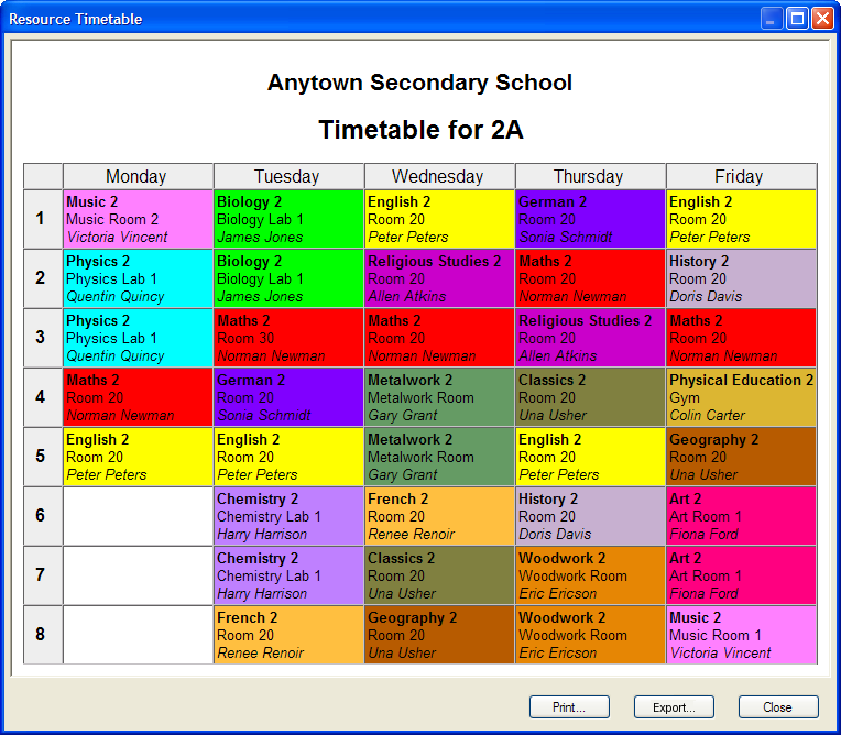 Image timetable